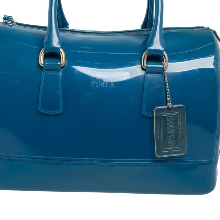 مملوكة مسبقًا Furla Blue Rubber Medium Candy Satchel