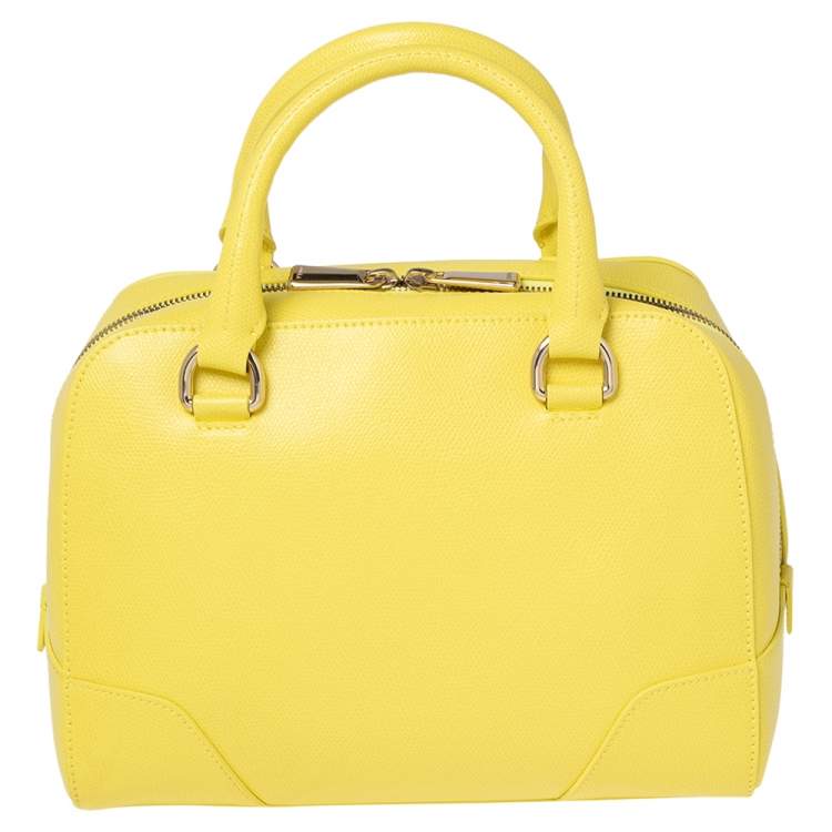 Pre Owned Furla Yellow Leather Dolly Satchel