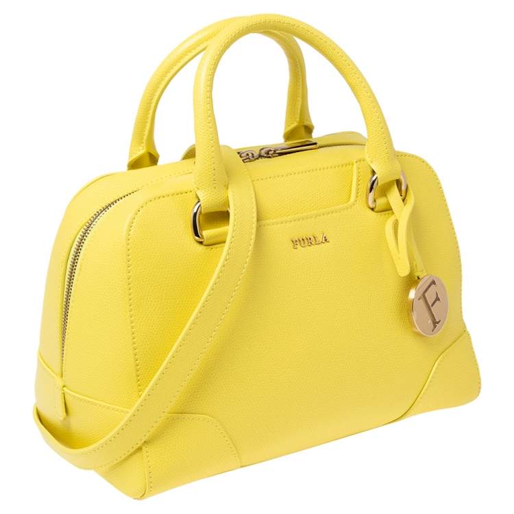Pre Owned Furla Yellow Leather Dolly Satchel