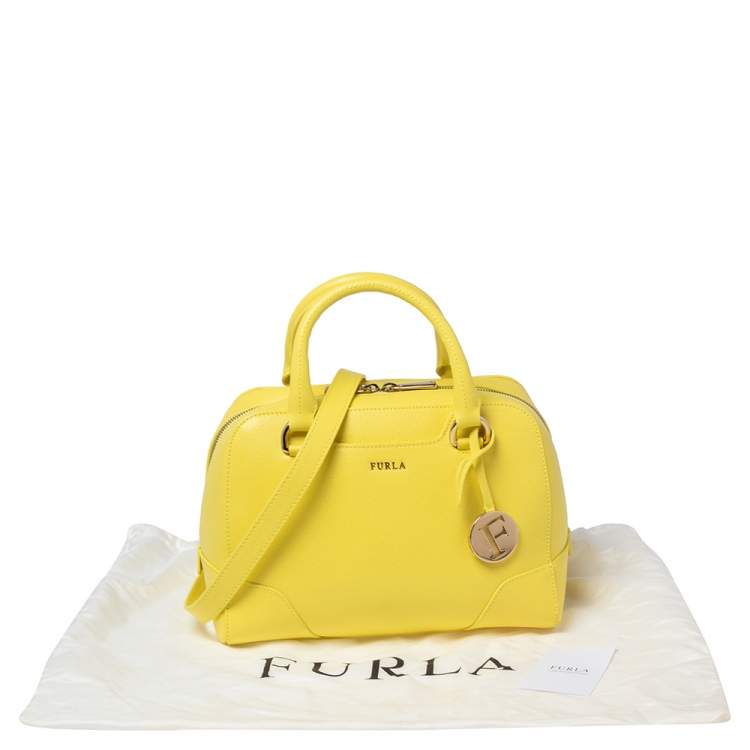Pre Owned Furla Yellow Leather Dolly Satchel