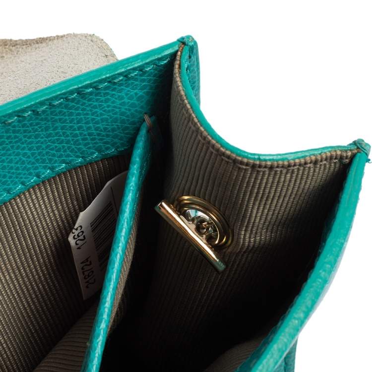 Pre Owned Furla Turquoise Leather Metropolis Crossbody Bag