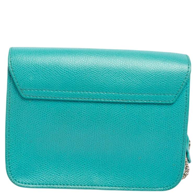 Pre Owned Furla Turquoise Leather Metropolis Crossbody Bag