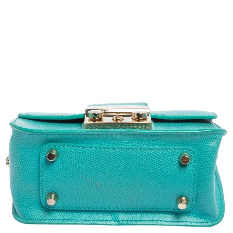 Pre Owned Furla Turquoise Leather Metropolis Crossbody Bag