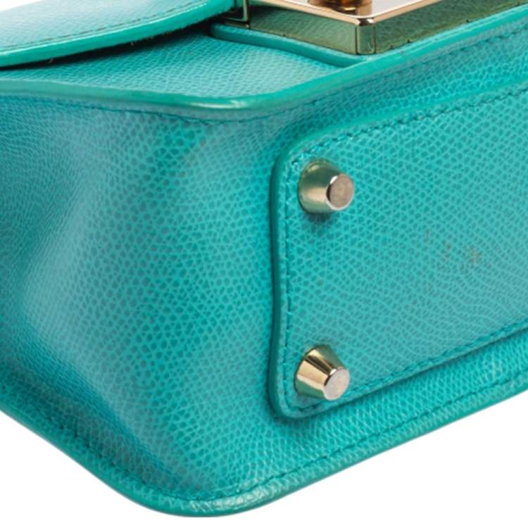Pre Owned Furla Turquoise Leather Metropolis Crossbody Bag