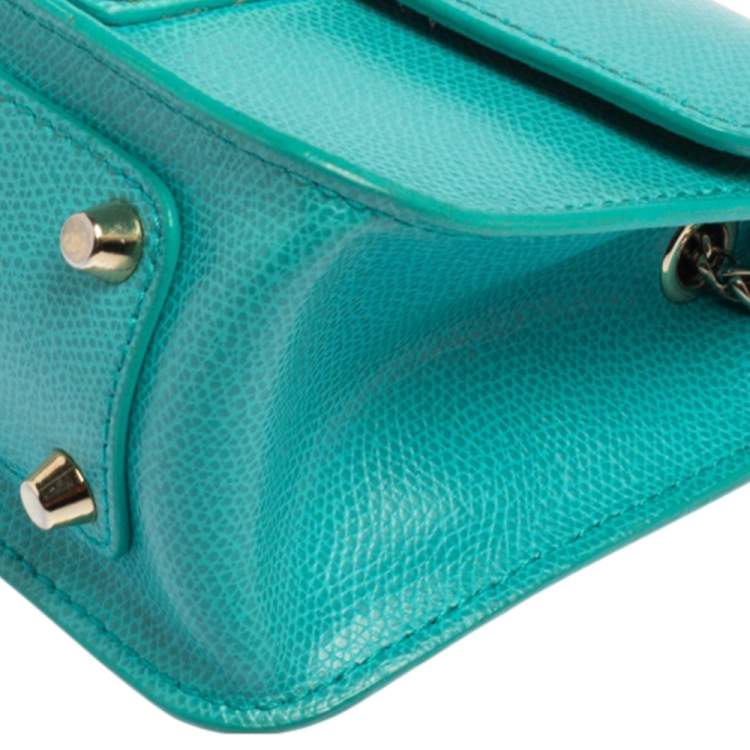 Pre Owned Furla Turquoise Leather Metropolis Crossbody Bag