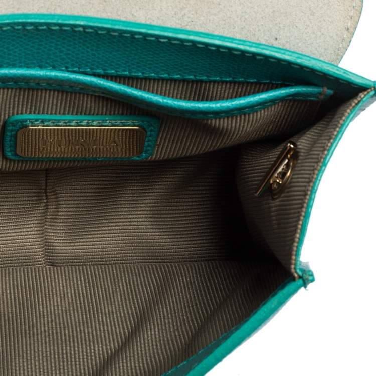 Pre Owned Furla Turquoise Leather Metropolis Crossbody Bag