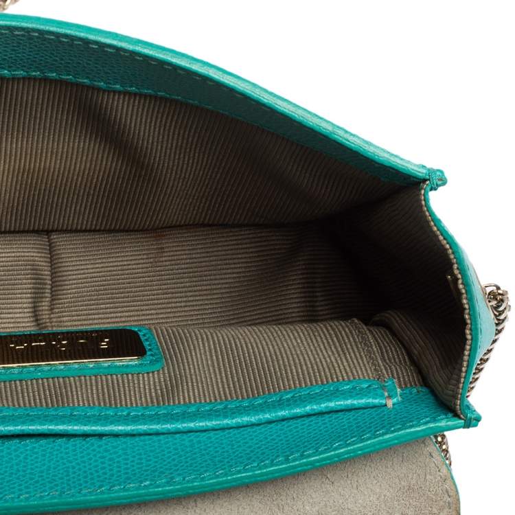 Pre Owned Furla Turquoise Leather Metropolis Crossbody Bag