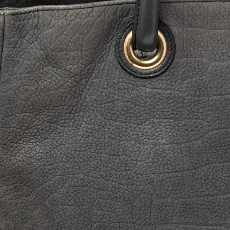 Pre Owned Furla Grey Croc Embossed Leather Open Tote 