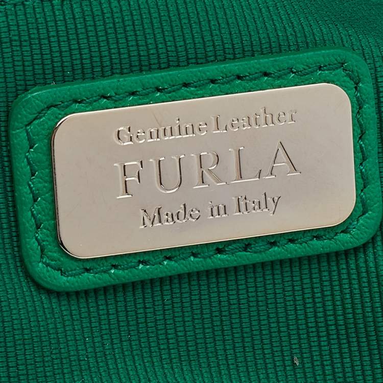 Pre Owned Furla Green Leather Alice Top Zip Satchel