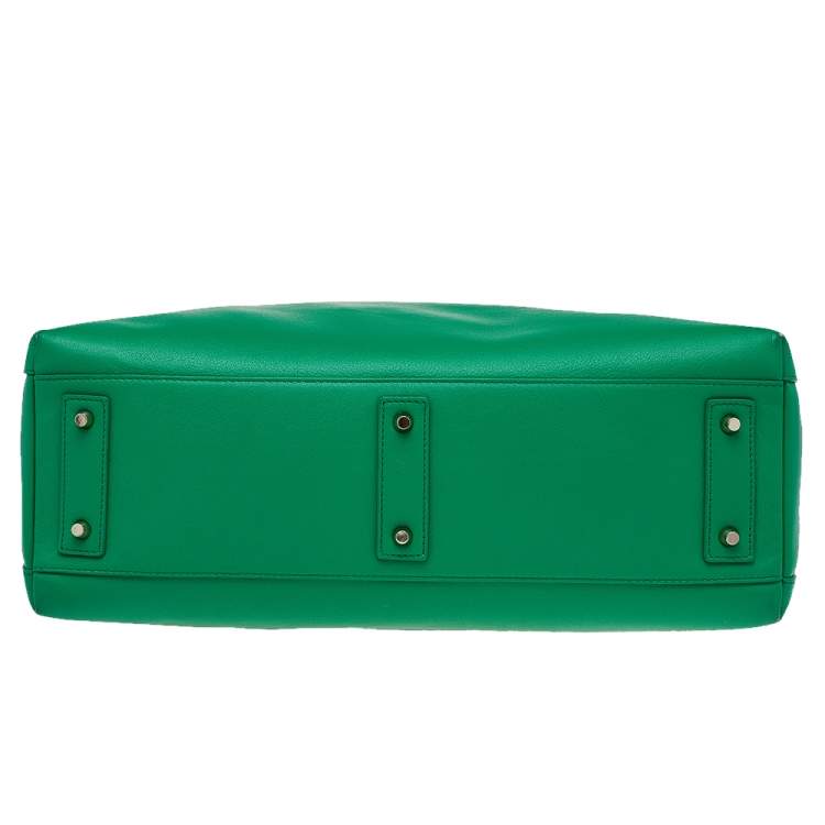 Pre Owned Furla Green Leather Alice Top Zip Satchel