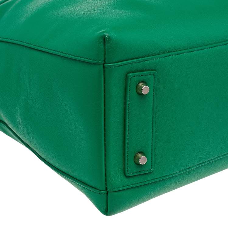 Pre Owned Furla Green Leather Alice Top Zip Satchel