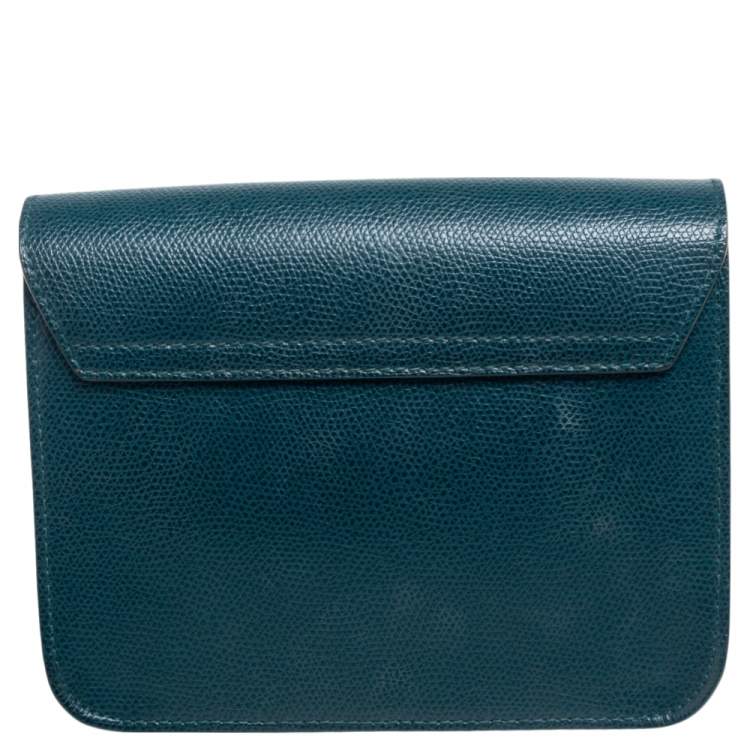 Pre Owned Furla Green Leather Mini Metropolis Chain Crossbody Bag