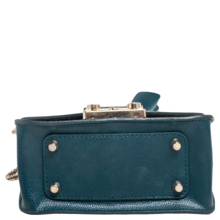 Pre Owned Furla Green Leather Mini Metropolis Chain Crossbody Bag