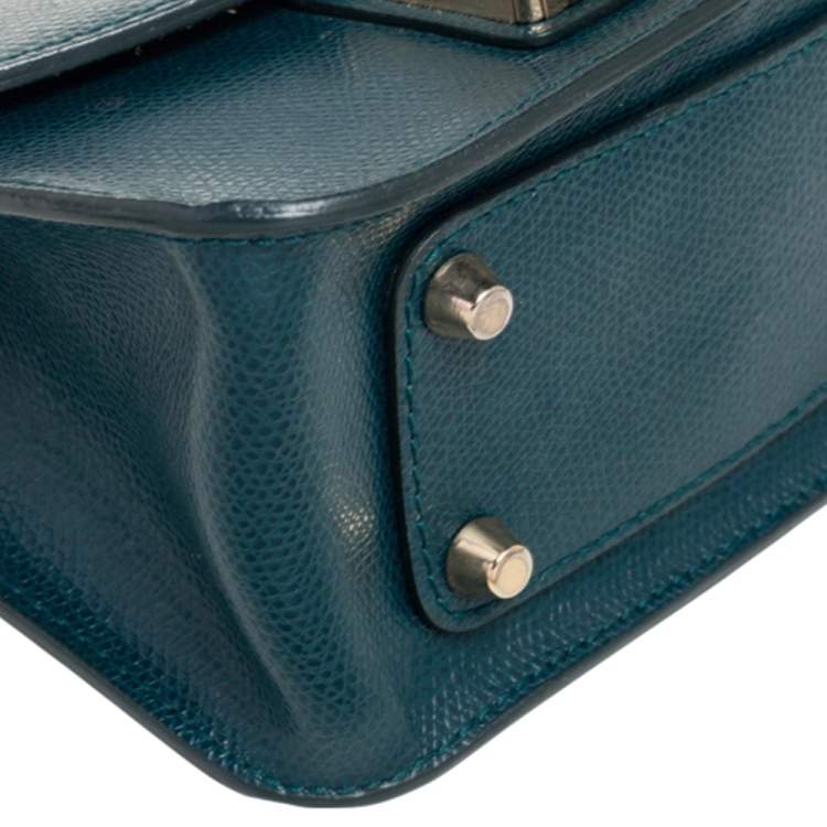 Pre Owned Furla Green Leather Mini Metropolis Chain Crossbody Bag