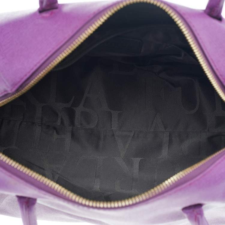 Pre Owned Furla Purple Saffiano Leather Boston Bag