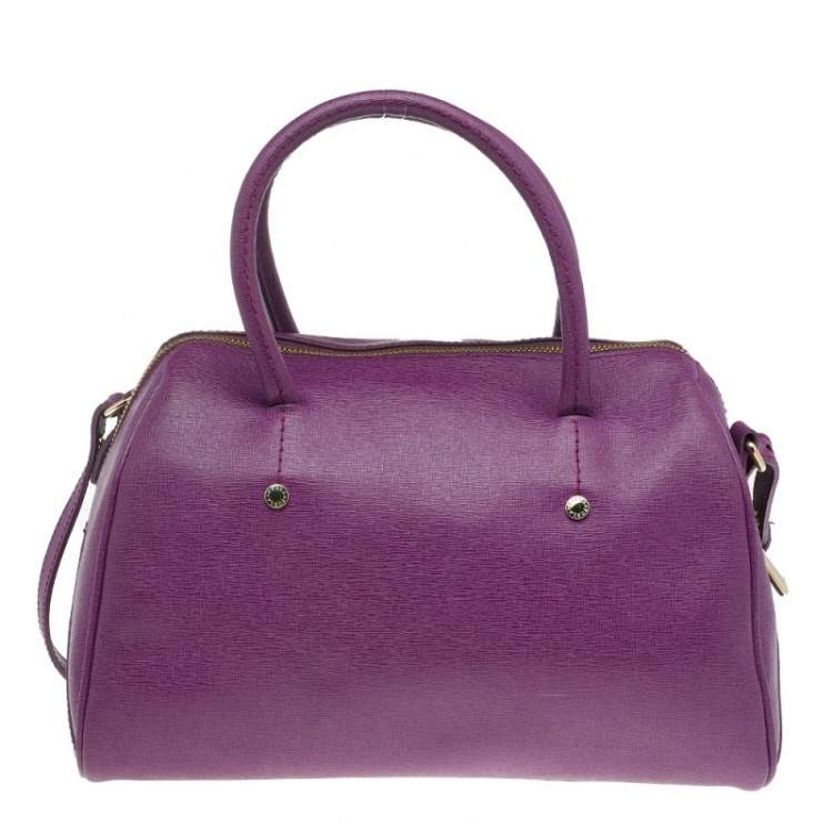 Pre Owned Furla Purple Saffiano Leather Boston Bag