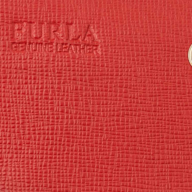 Pre Owned Furla Orange Leather Flap Card Holder