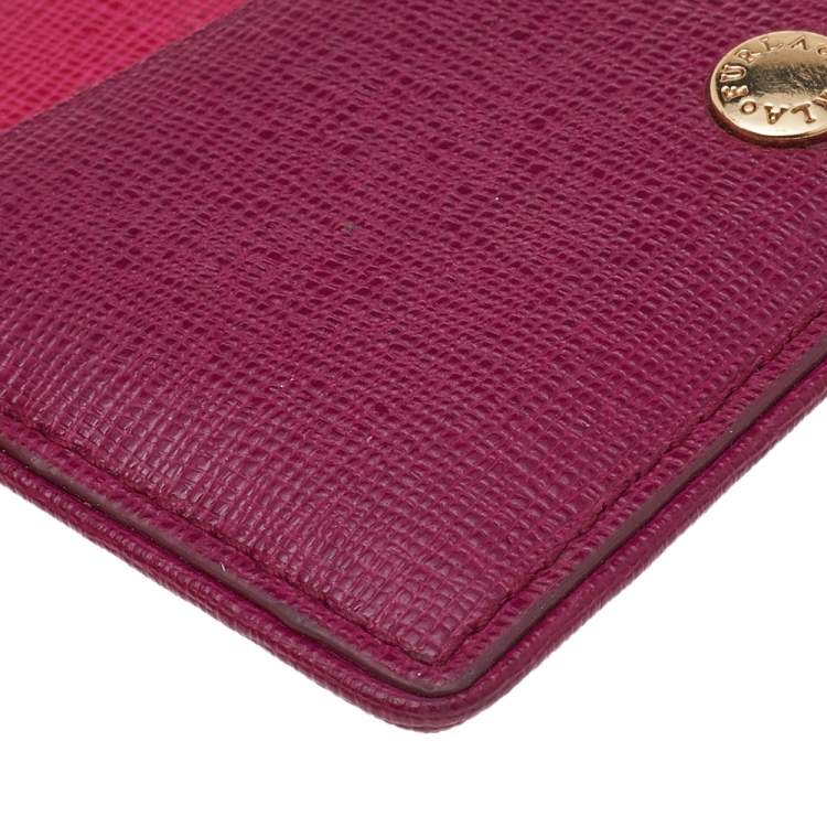 Pre Owned Furla Tricolor Leather Card Holder