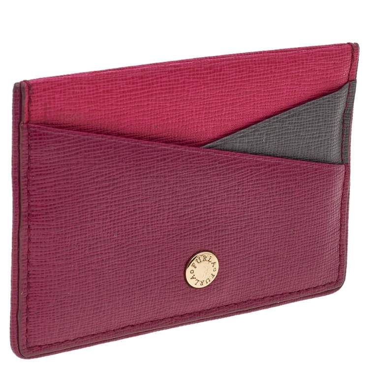Pre Owned Furla Tricolor Leather Card Holder