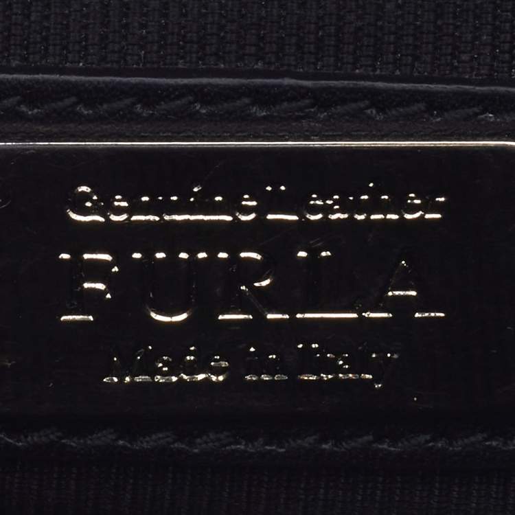 Pre Owned Furla Black Leather And Faux Fur Mini Metropolis Chain Crossbody Bag
