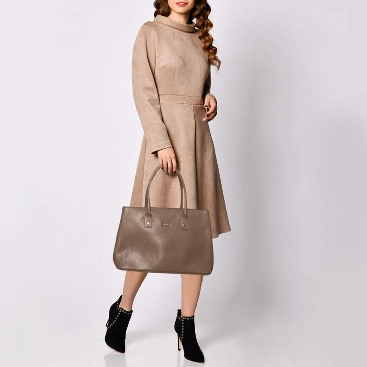 Pre Owned Furla Brown Leather Linda Tote