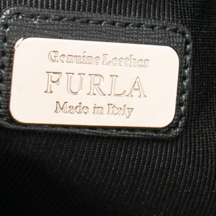 Pre Owned Furla Black Leather Large Lotus Carry All Tote