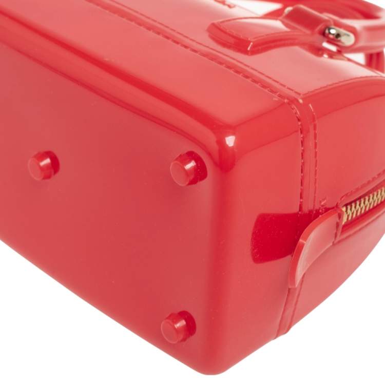Pre Owned Furla Candy Red Glossy Rubber Mini Candy Satchel