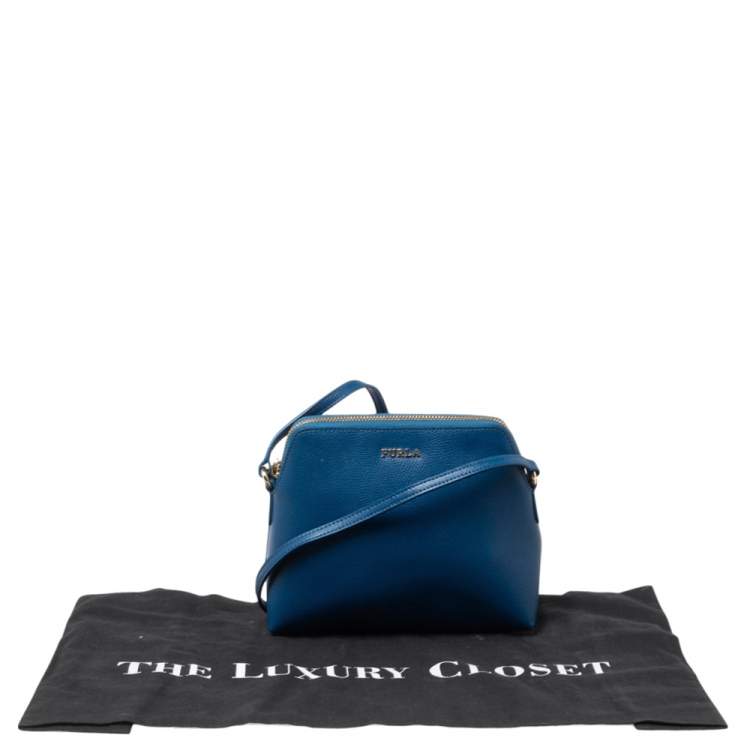 Pre Owned Furla Blue Leather Boheme Crossbody Bag