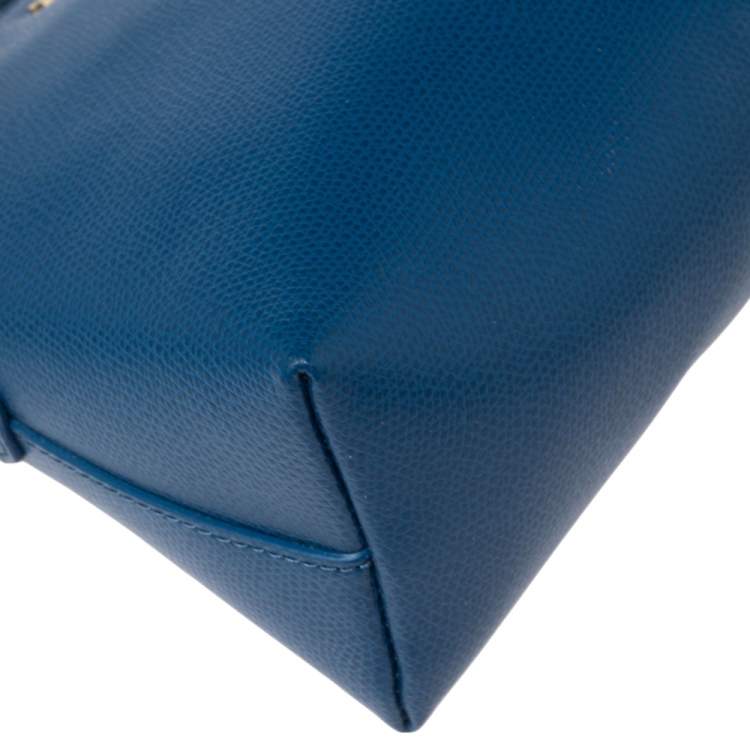 Pre Owned Furla Blue Leather Boheme Crossbody Bag