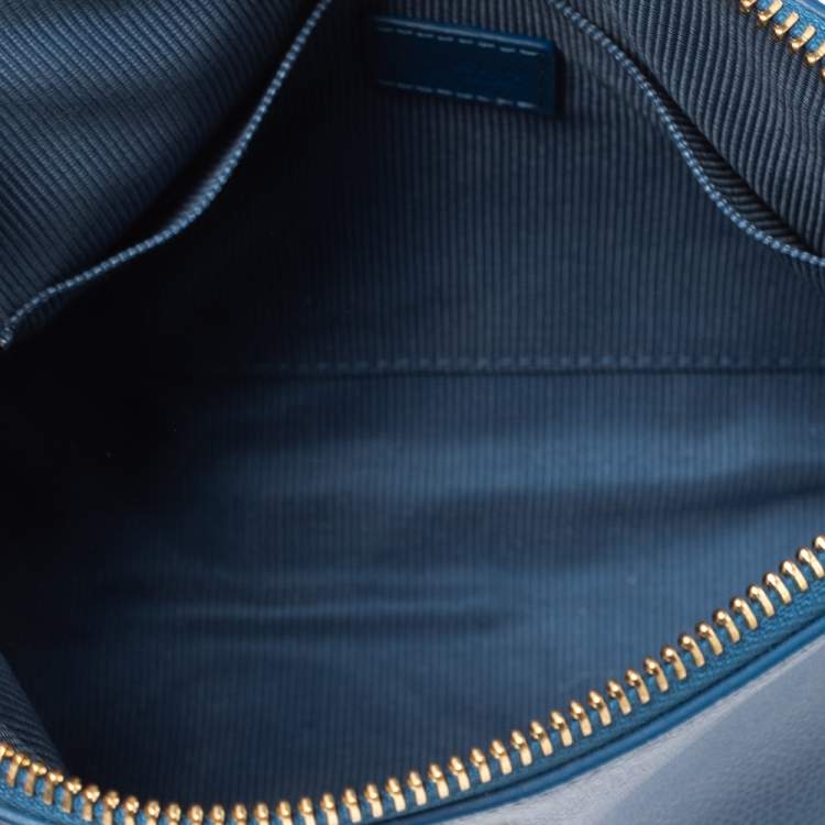 Pre Owned Furla Blue Leather Boheme Crossbody Bag