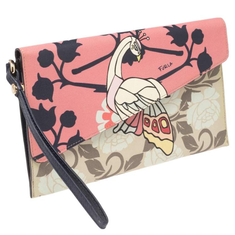 Pre Owned Furla Multicolor Leather Eden Wristlet Clutch