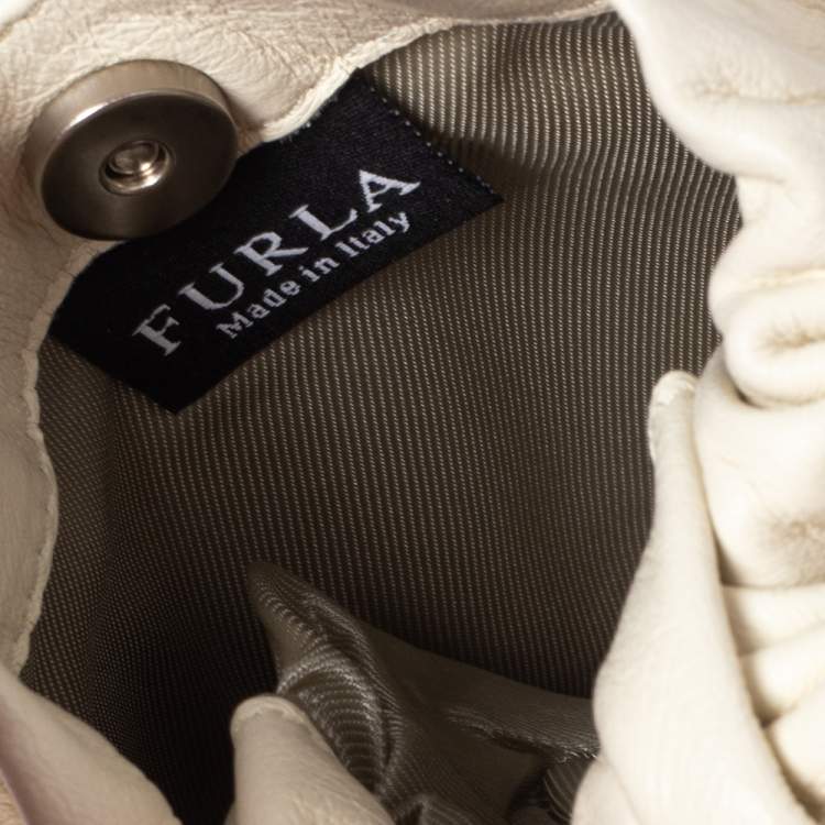 مملوكة مسبقًا Furla White Embellished Leather Mini Crossbody Bag