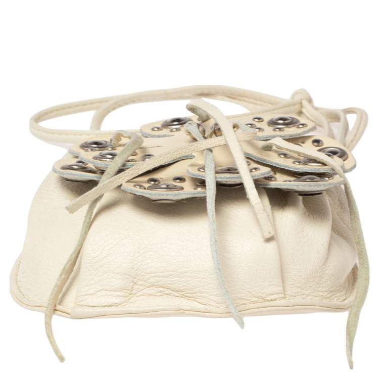 مملوكة مسبقًا Furla White Embellished Leather Mini Crossbody Bag