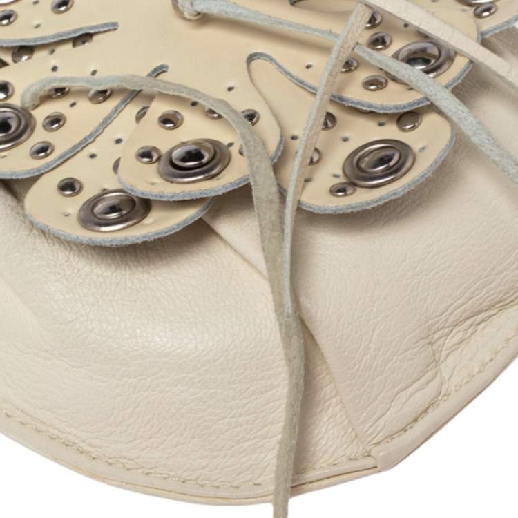 مملوكة مسبقًا Furla White Embellished Leather Mini Crossbody Bag