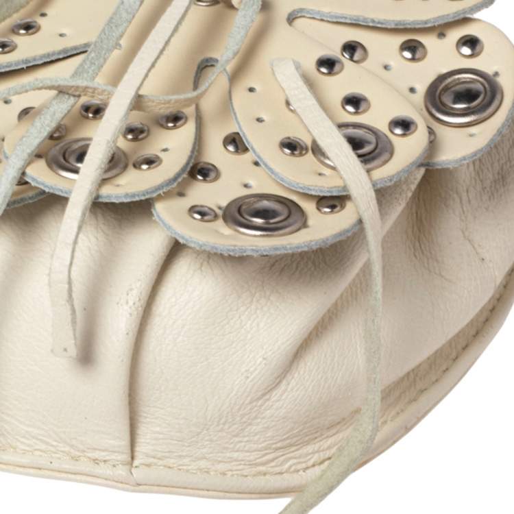 مملوكة مسبقًا Furla White Embellished Leather Mini Crossbody Bag