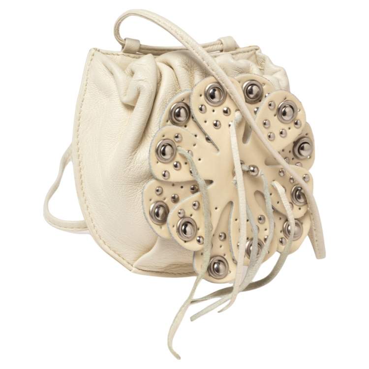 مملوكة مسبقًا Furla White Embellished Leather Mini Crossbody Bag