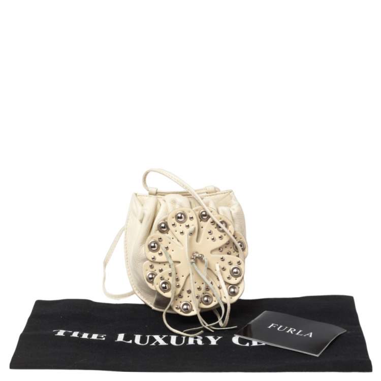 مملوكة مسبقًا Furla White Embellished Leather Mini Crossbody Bag