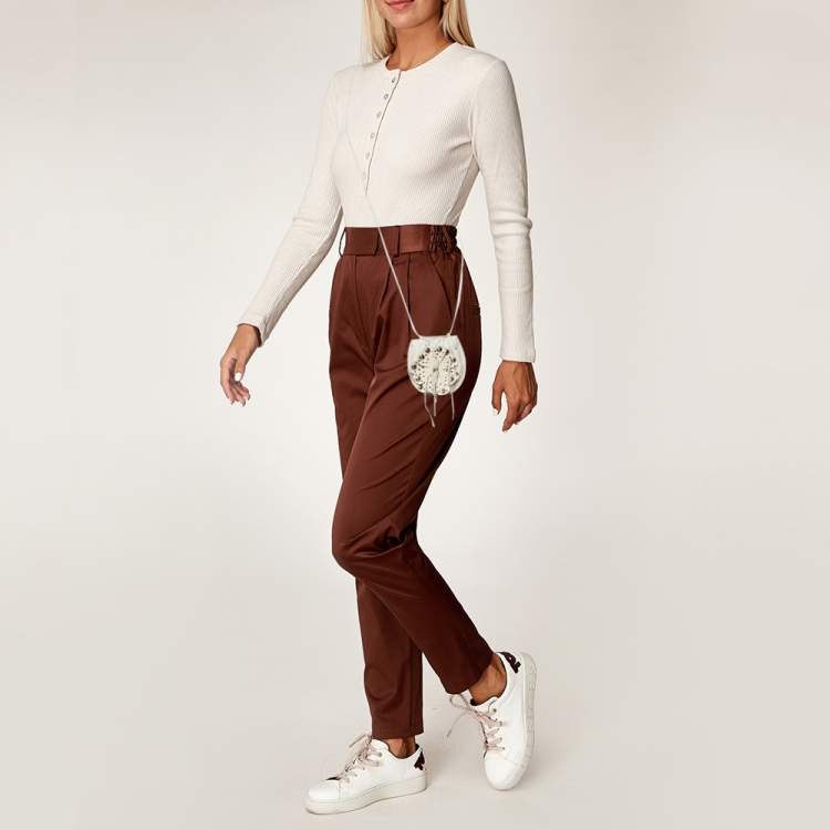 مملوكة مسبقًا Furla White Embellished Leather Mini Crossbody Bag