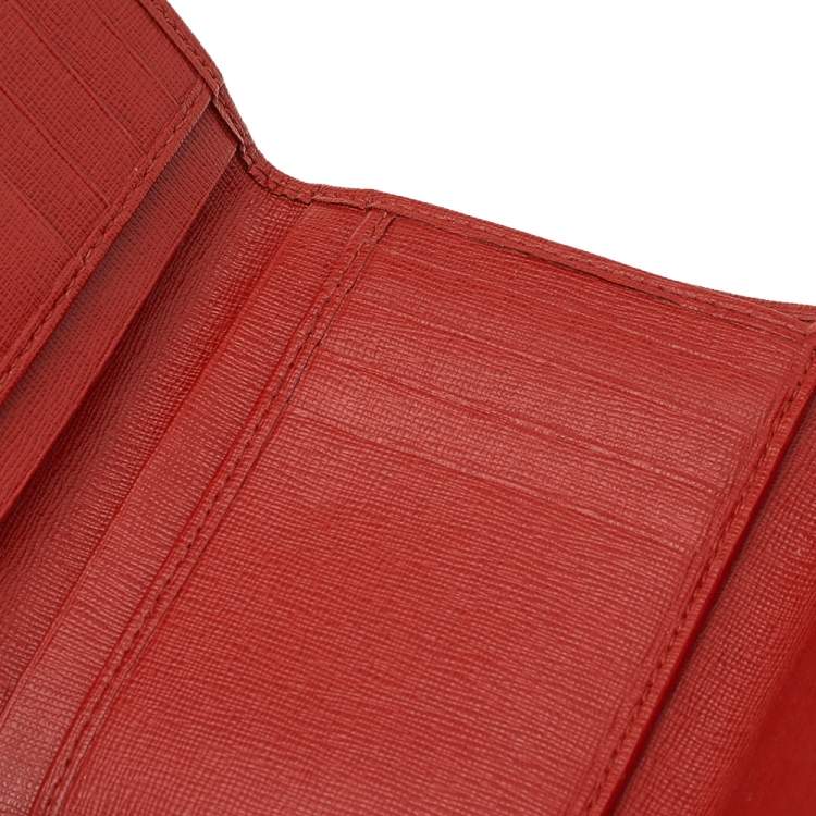 Pre Owned Furla Orange Leather French Wallet