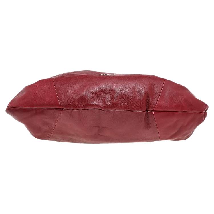 Pre Owned Furla Red Leather Clay Pack Knotted Handle Hobo