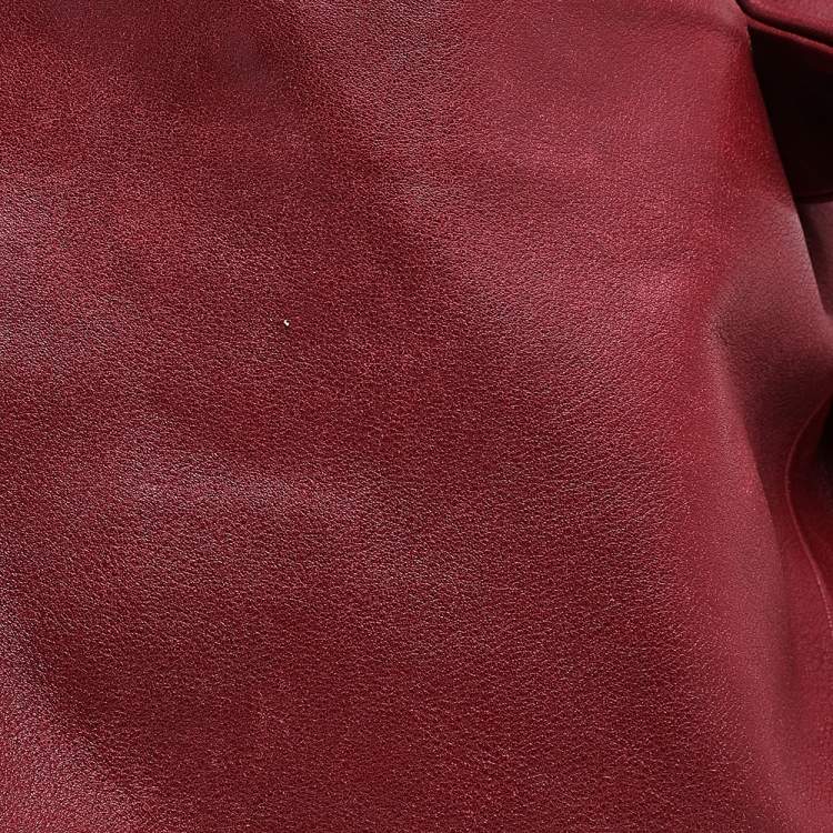 Pre Owned Furla Red Leather Clay Pack Knotted Handle Hobo