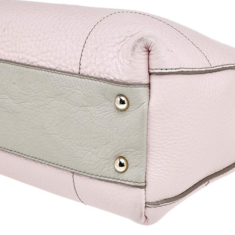 Pre Owned Furla Pink/White Leather Piper Cartella Top Handle Bag