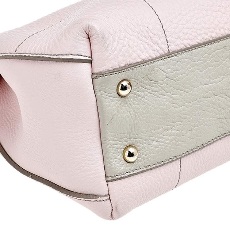 Pre Owned Furla Pink/White Leather Piper Cartella Top Handle Bag