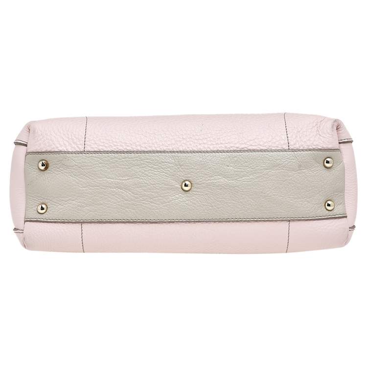 Pre Owned Furla Pink/White Leather Piper Cartella Top Handle Bag