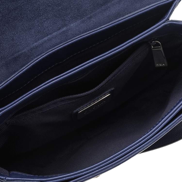 Pre Owned Furla Blue Leather Metropolis Shoulder Bag