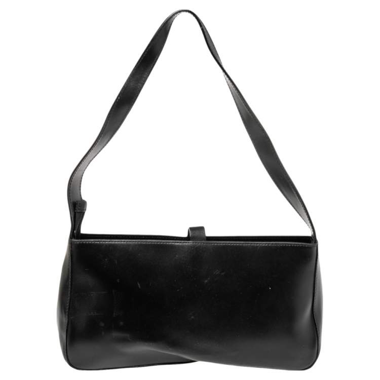 Pre Owned Furla Black Leather Shoulder Bag