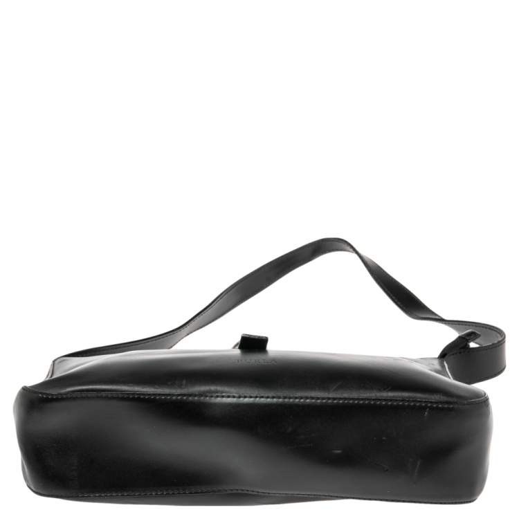 Pre Owned Furla Black Leather Shoulder Bag