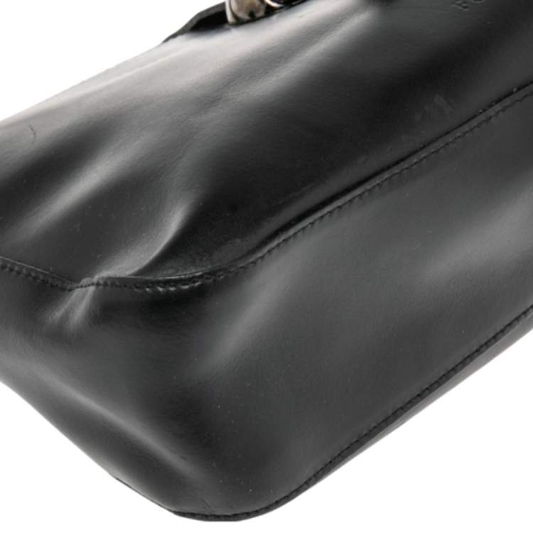 Pre Owned Furla Black Leather Shoulder Bag