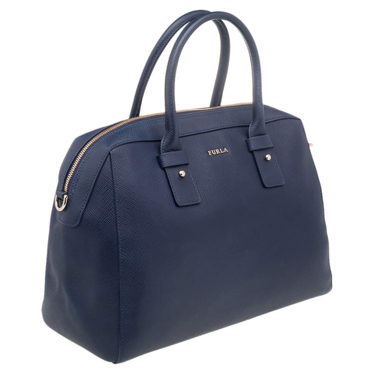 مملوكة مسبقًا Furla Blue Leather Boston Bag