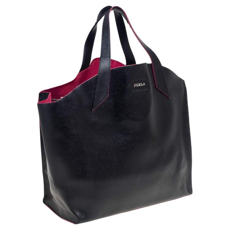 Pre Owned Furla Black Leather Small Jucca Tote